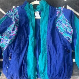 Vintage Nike Women's blue and teal Windbreaker fits size s